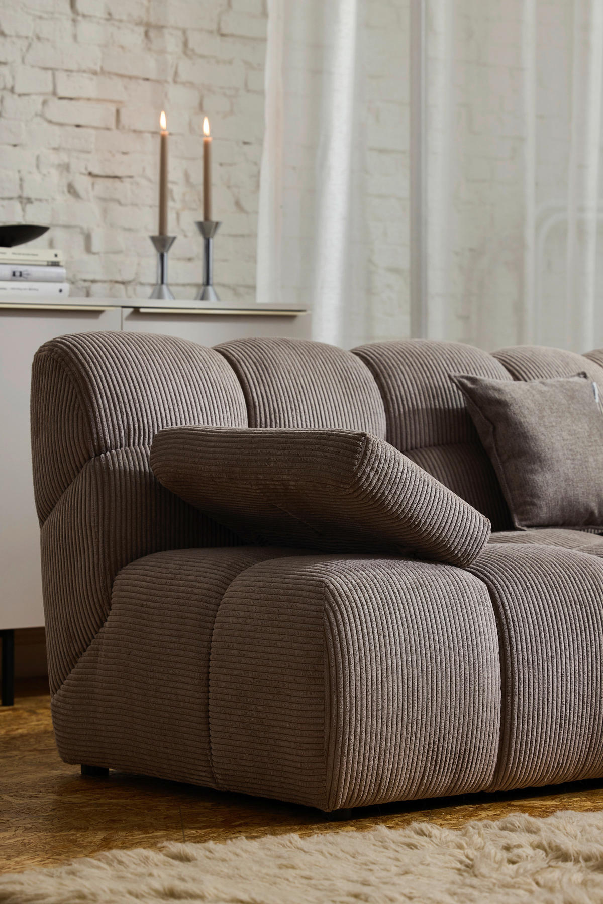 ECKSOFA Braun Cord Rücken echt  - Schwarz/Braun, KONVENTIONELL, Kunststoff/Textil (195/265cm) - Tom Tailor