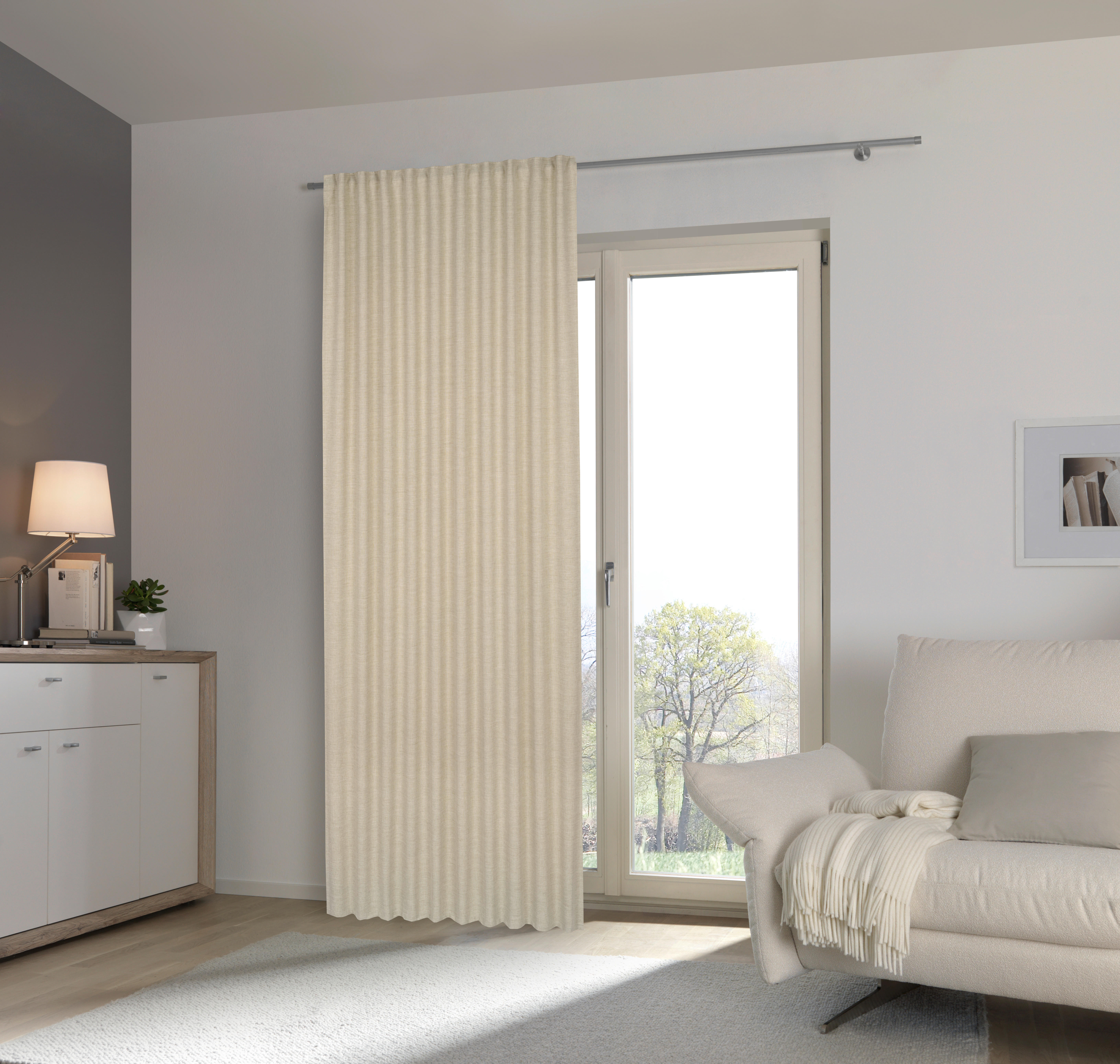 HOTOVÝ ZÁVĚS, neprůsvitné, 140/245 cm - pískové barvy, Basics, textil (140/245cm) - Esposa