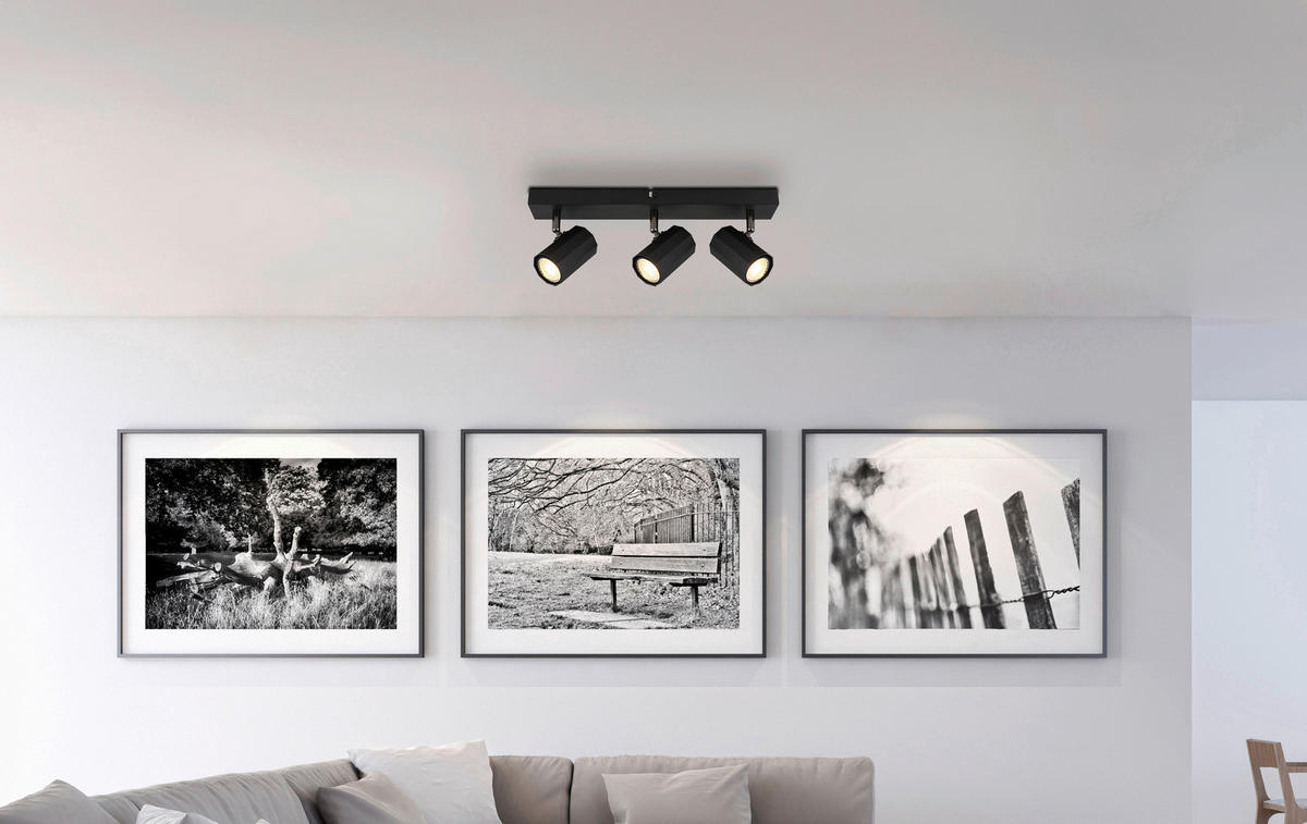 DECKENLEUCHTE 39/6/14,5 cm   - Schwarz, Design, Metall (39/6/14,5cm) - Novel