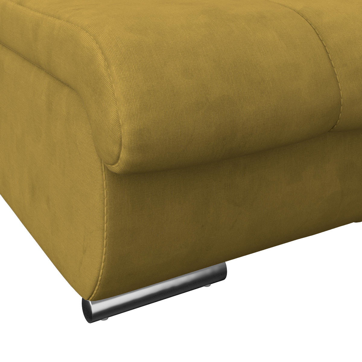 HOCKER Mikrofaser Senfgelb  - Chromfarben/Senfgelb, MODERN, Textil/Metall (100/43/80cm) - MID.YOU