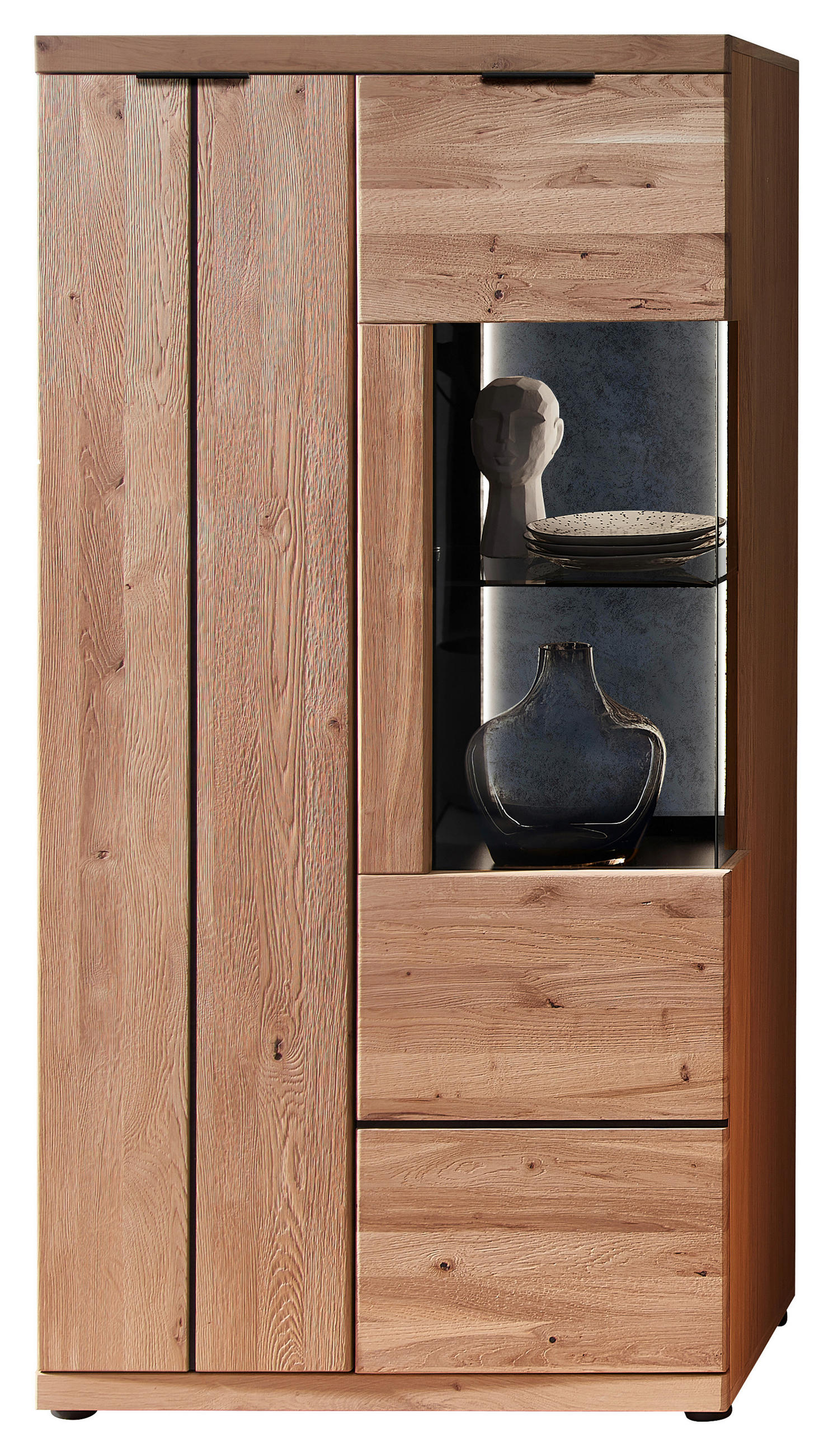 HIGHBOARD  75/148/42 cm  - Eiche Bianco/Anthrazit, Natur, Glas/Holz (75/148/42cm) - Linea Natura
