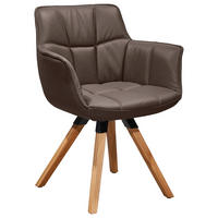 ARMLEHNSTUHL  in Echtleder pigmentiert  - Eichefarben/Dunkelbraun, Design, Leder/Holz (67/85/60cm) - Musterring