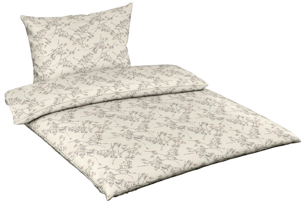 POSTELJNINA DREAM DELUXE 140/200 cm žamet krem barve, svetlo siva  - krem barve/svetlo siva, Konvencionalno, tekstil (140/200cm) - Fleuresse