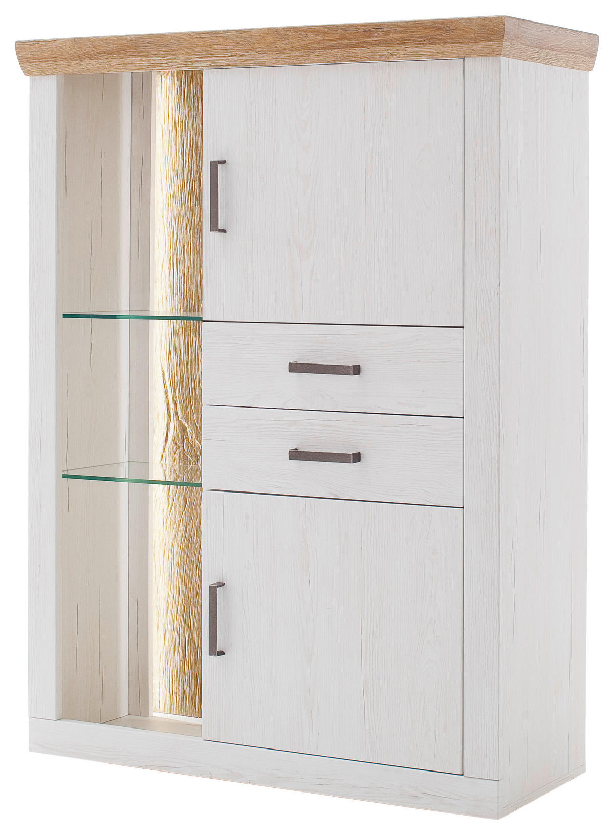 COMODĂ ÎNALTĂ 106/142/40 cm  - culoare coconar/culoare lemn stejar, Design, plastic/sticlă (106/142/40cm) - Landscape