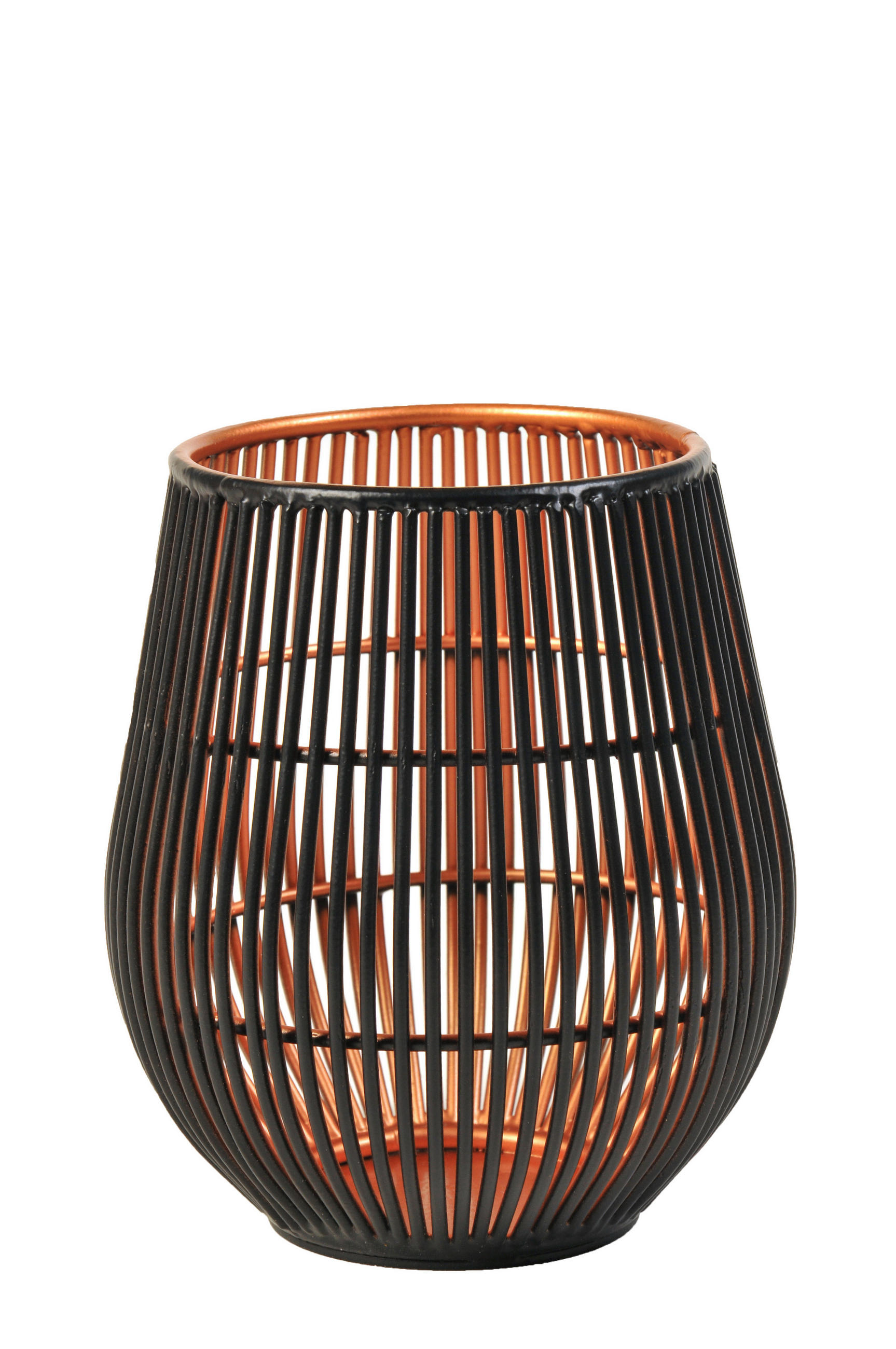 WINDLICHT - Schwarz/Kupferfarben, Basics, Metall (13/13cm) - Ambia Home