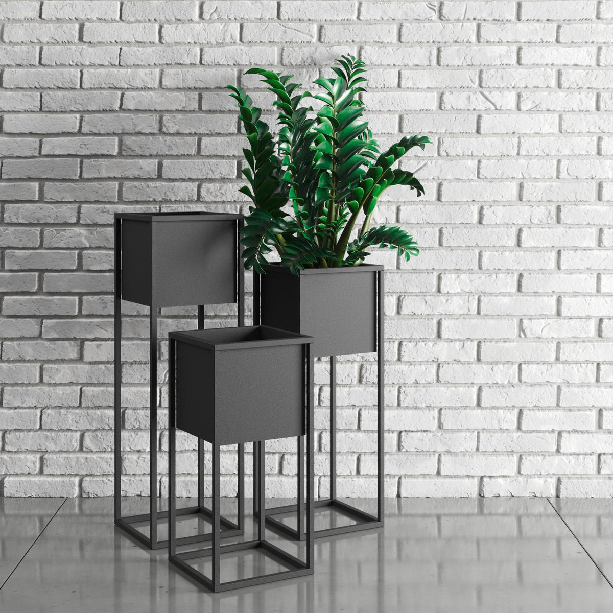 BLUMENSTÄNDER in Metall  - Schwarz, Basics, Metall (28/90/28cm)