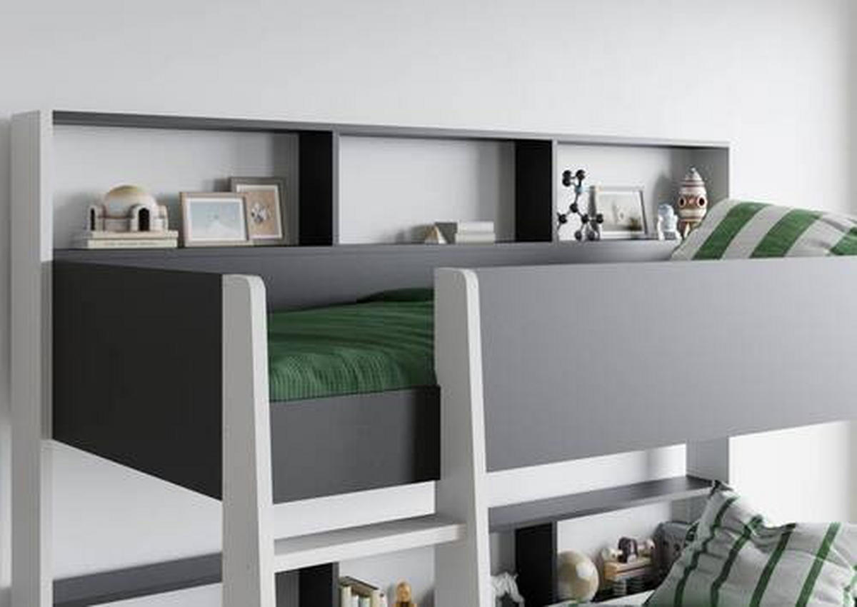 ETAGENBETT - Anthrazit/Weiß, KONVENTIONELL, Holzwerkstoff (90/200cm) - MID.YOU