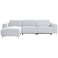ECKSOFA Weiß Echtleder  - Chromfarben/Weiß, Design, Leder/Metall (177/292cm) - Pure Home Lifestyle