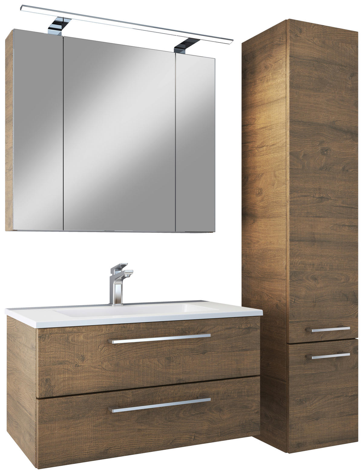 BADEZIMMER 4-teilig  in 82,2 cm  - Chromfarben/Braun, Basics, Glas/Keramik (82,2cm)