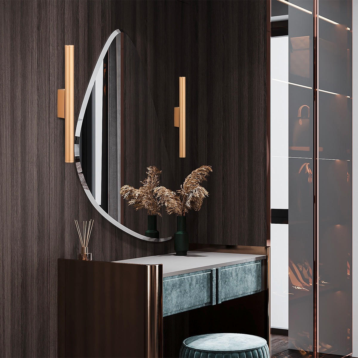 LED-WANDLEUCHTE 30/3.2/6 cm   - Goldfarben, Design, Metall (30/3.2/6cm)