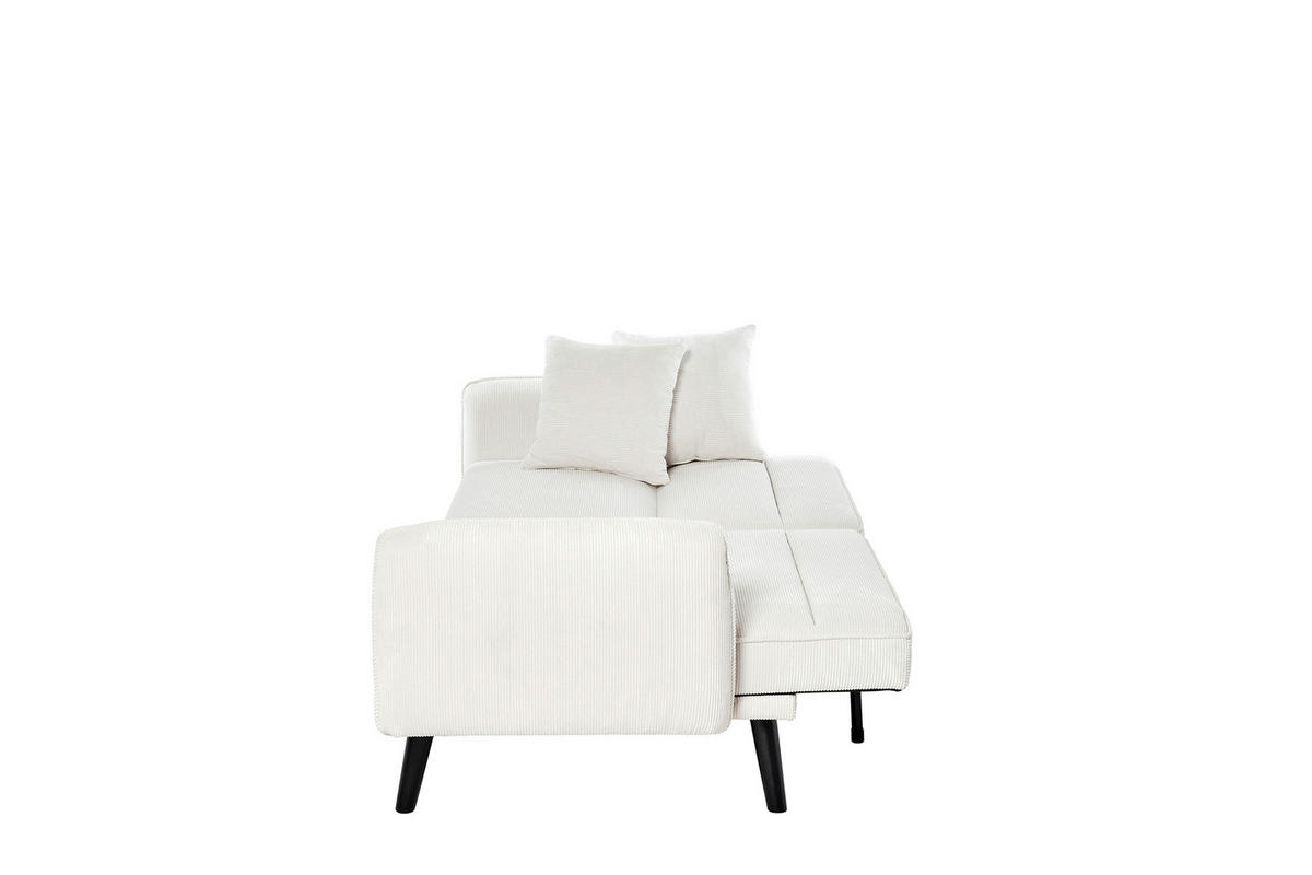 SCHLAFSOFA Cord Elfenbein  - Elfenbein/Champagner, MODERN, Holz/Textil (191/83/84cm) - Livetastic