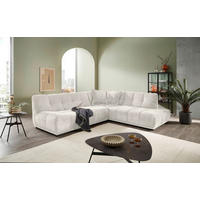 ECKSOFA ITALIA Creme Chenille  - Creme/Schwarz, MODERN, Kunststoff/Textil (284/250cm) - Livetastic