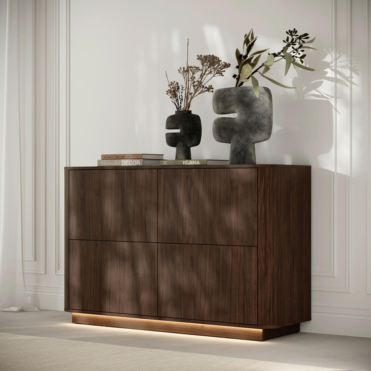 KOMMODE Sand Minimal, 124,4/89,5/40 cm,  - Walnussfarben, Design, Holzwerkstoff (124,4/89,5/40cm) - MID.YOU