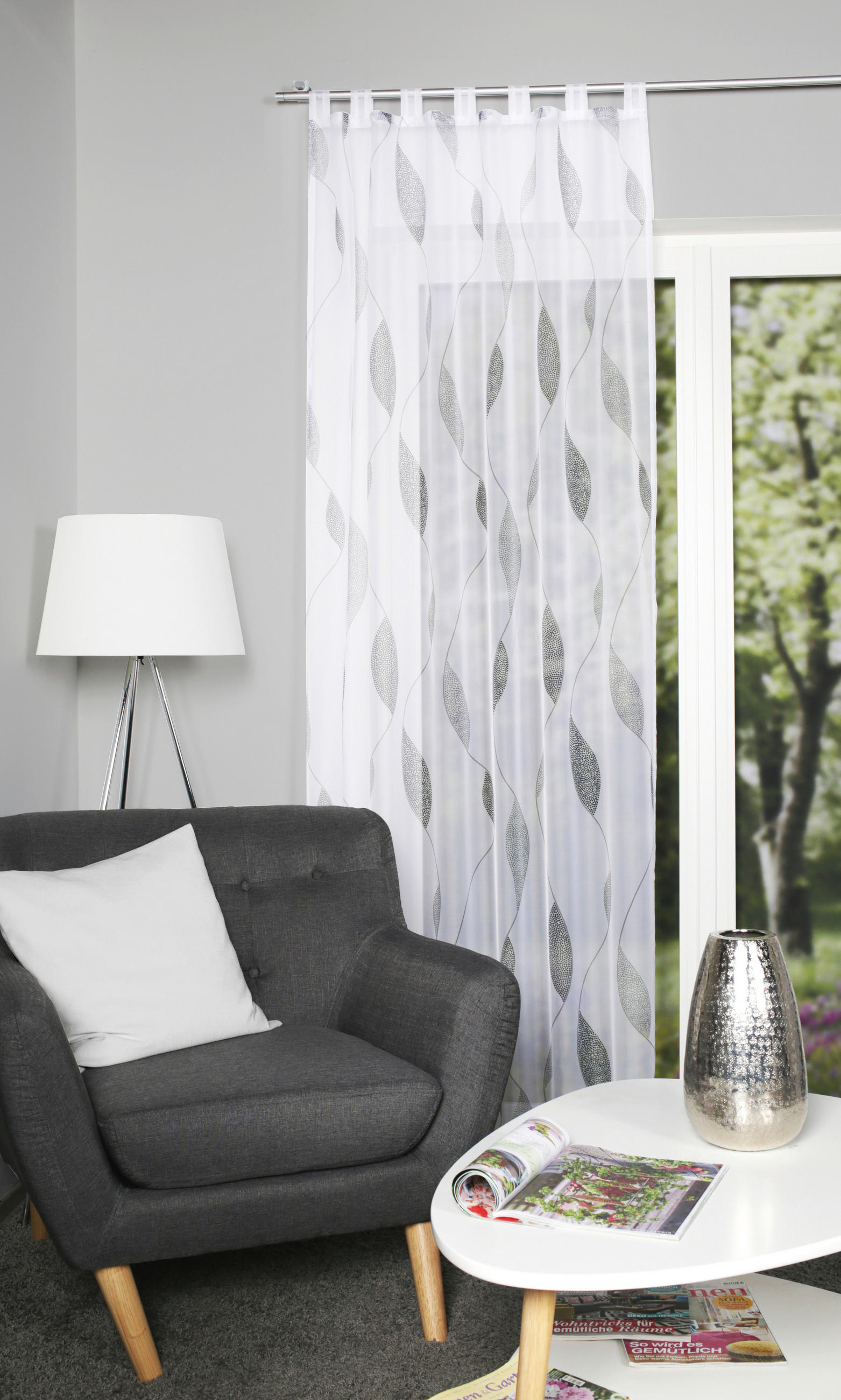 SCHLAUFENSCHAL  transparent  140/245 cm   - Taupe/Grau, KONVENTIONELL, Textil (140/245cm)