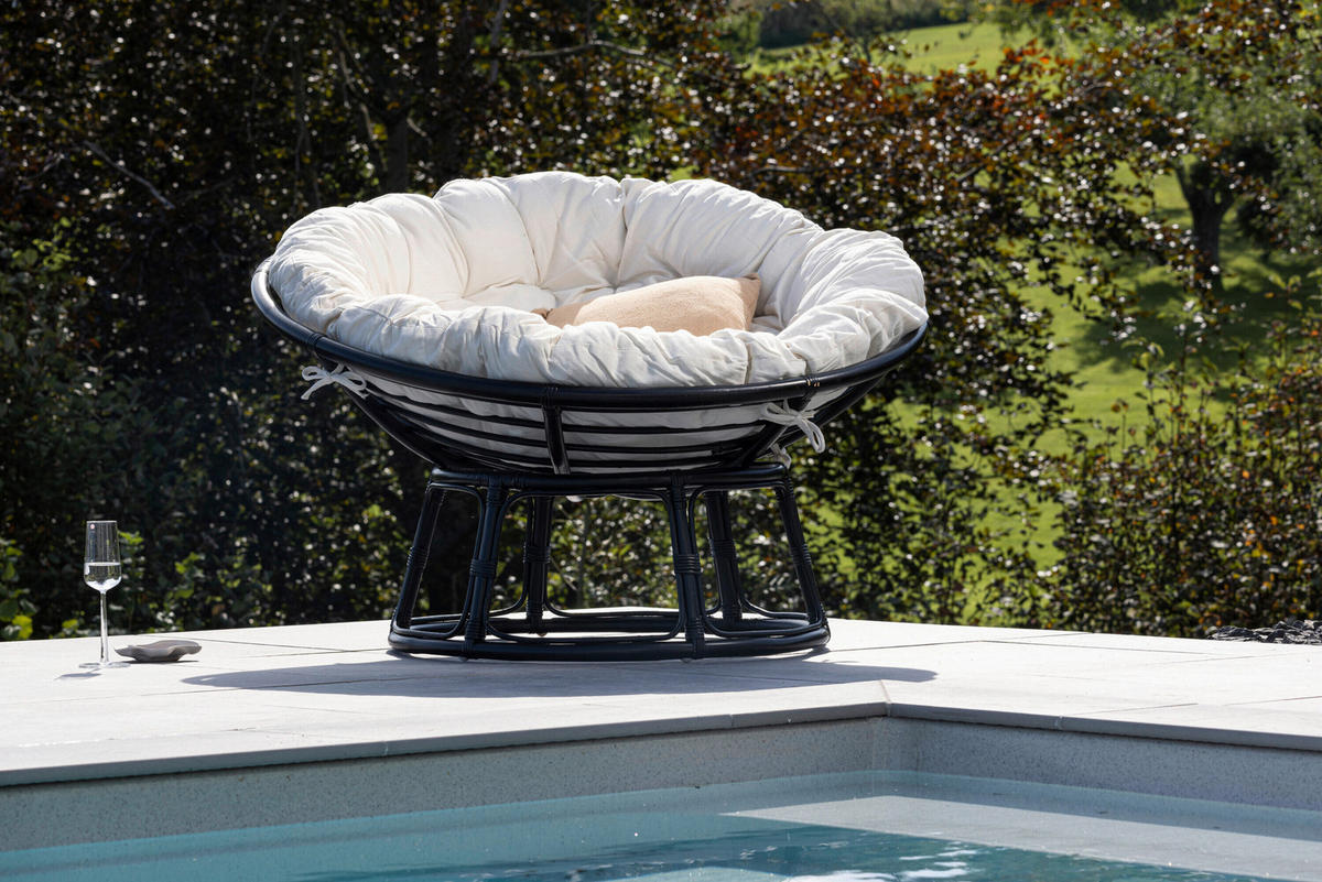 LOUNGEFÅTÖLJ  - vit/svart, Modern, trä/textil (115/91/101cm) - Gardenson