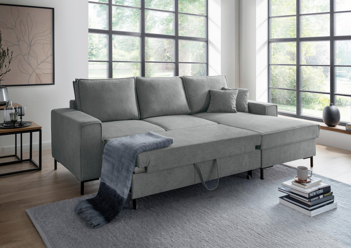 KUTNA GARNITURA tekstil  antracit   - crna/antracit, Moderno, tekstil/metal (240/150cm) - Livetastic