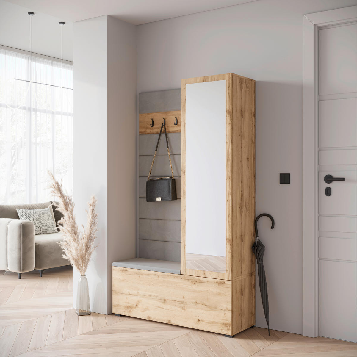 HALLMÖBEL  i 115/192/37,5 cm  - ek Wotan, Design, trämaterial (115/192/37,5cm) - Livetastic