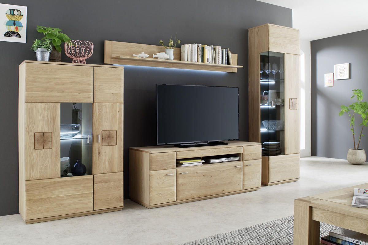 MEDIABÄNK i massiv ek ekfärgad  - nickelfärgad/ekfärgad, Design, metall/trämaterial (150/58/50cm) - Livetastic