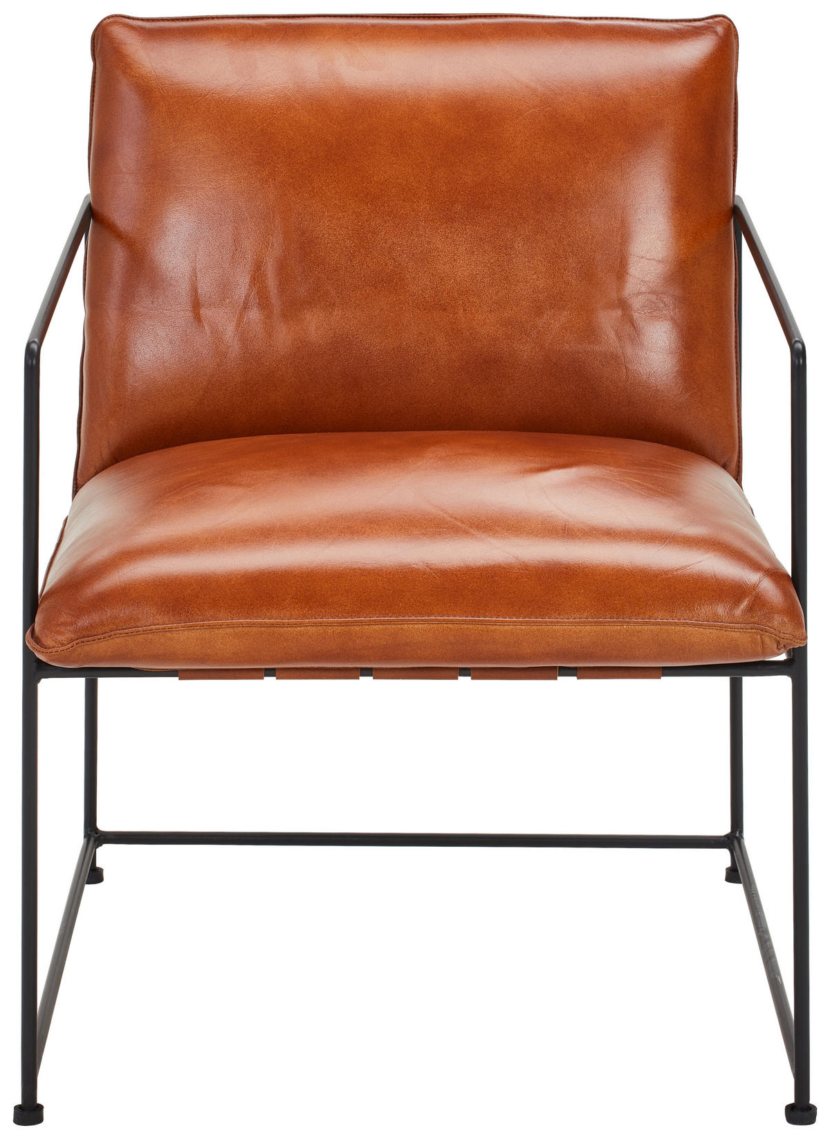 SESSEL Echtleder Braun    - Schwarz/Braun, MODERN, Leder/Metall (58/80/69cm) - Livetastic