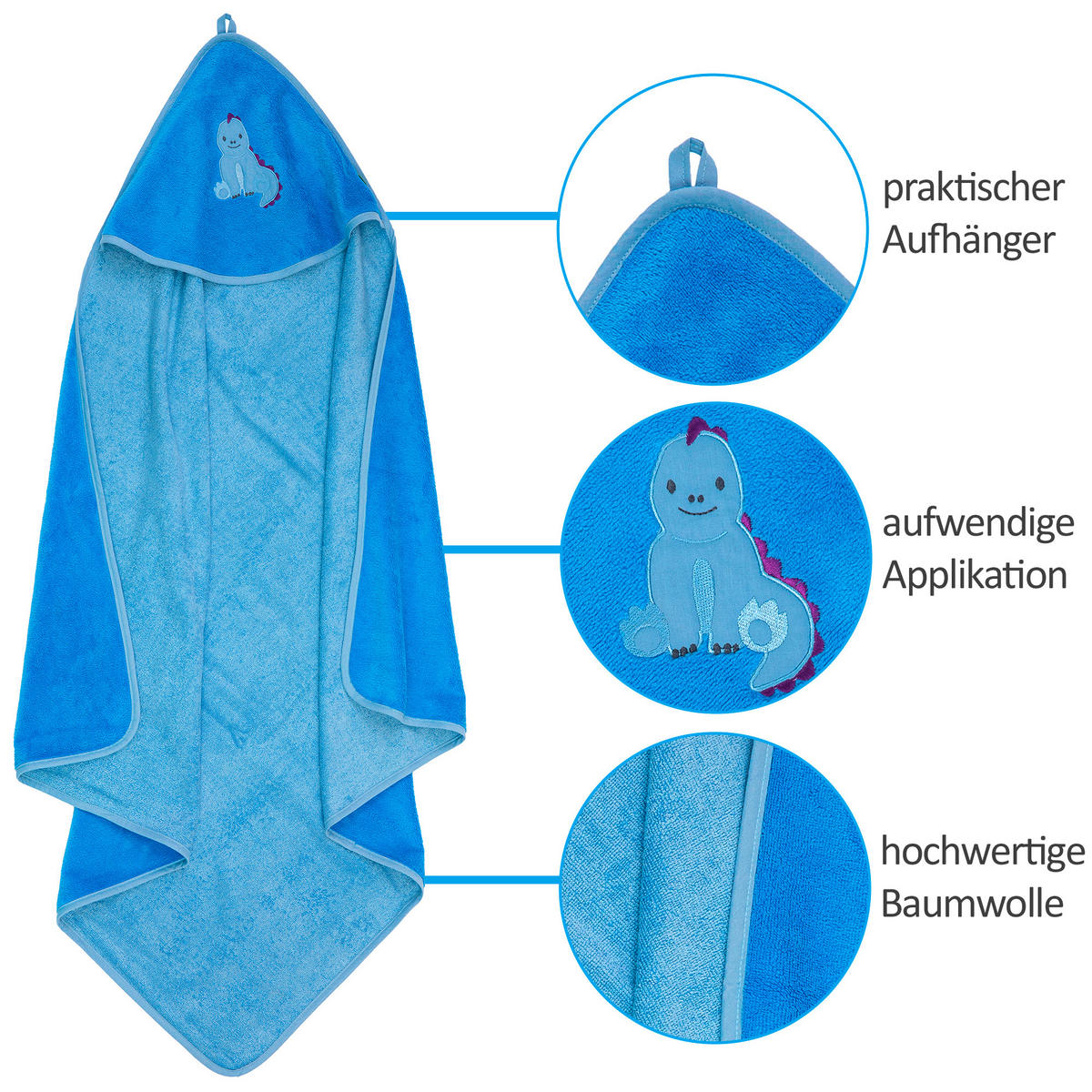 KAPUZENBADETUCH 100/100 cm    - Blau, Basics, Textil (100/100cm)