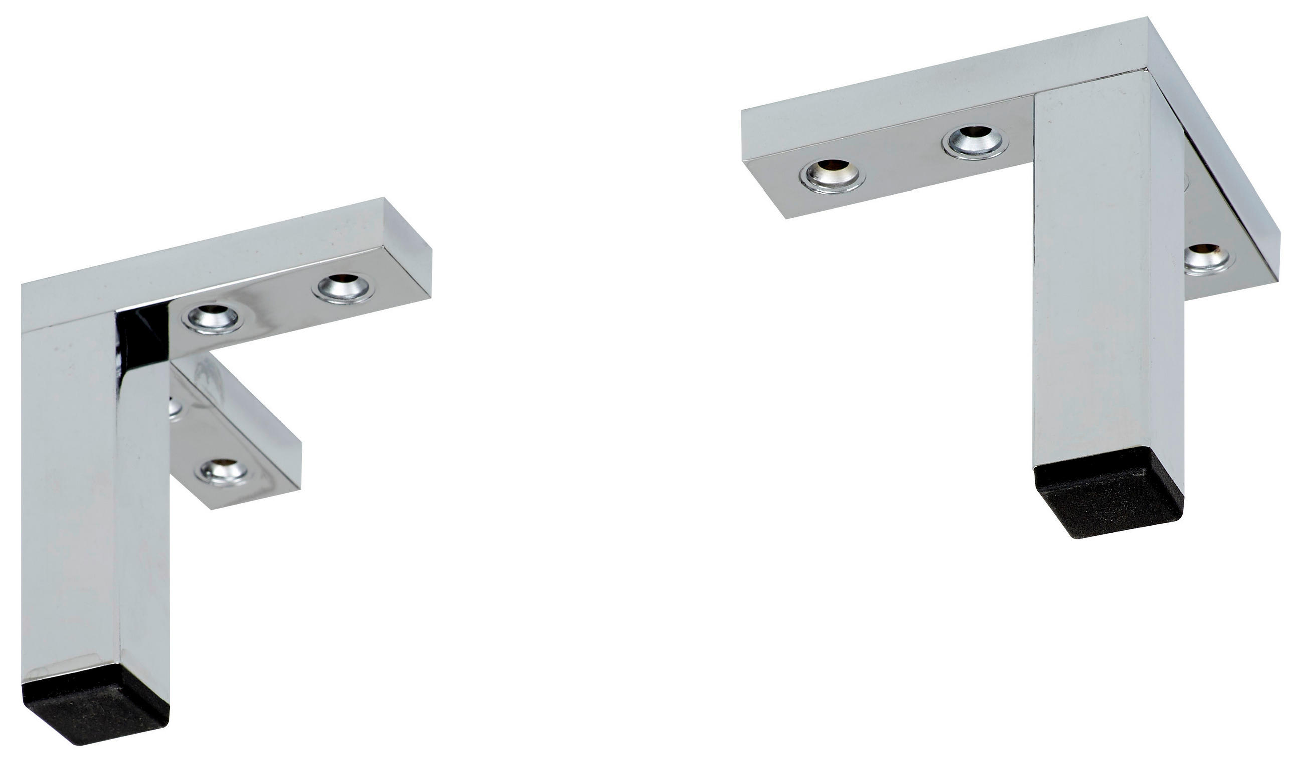 FUßSET  10 cm  - Chromfarben, Basics, Kunststoff (10cm) - Xora