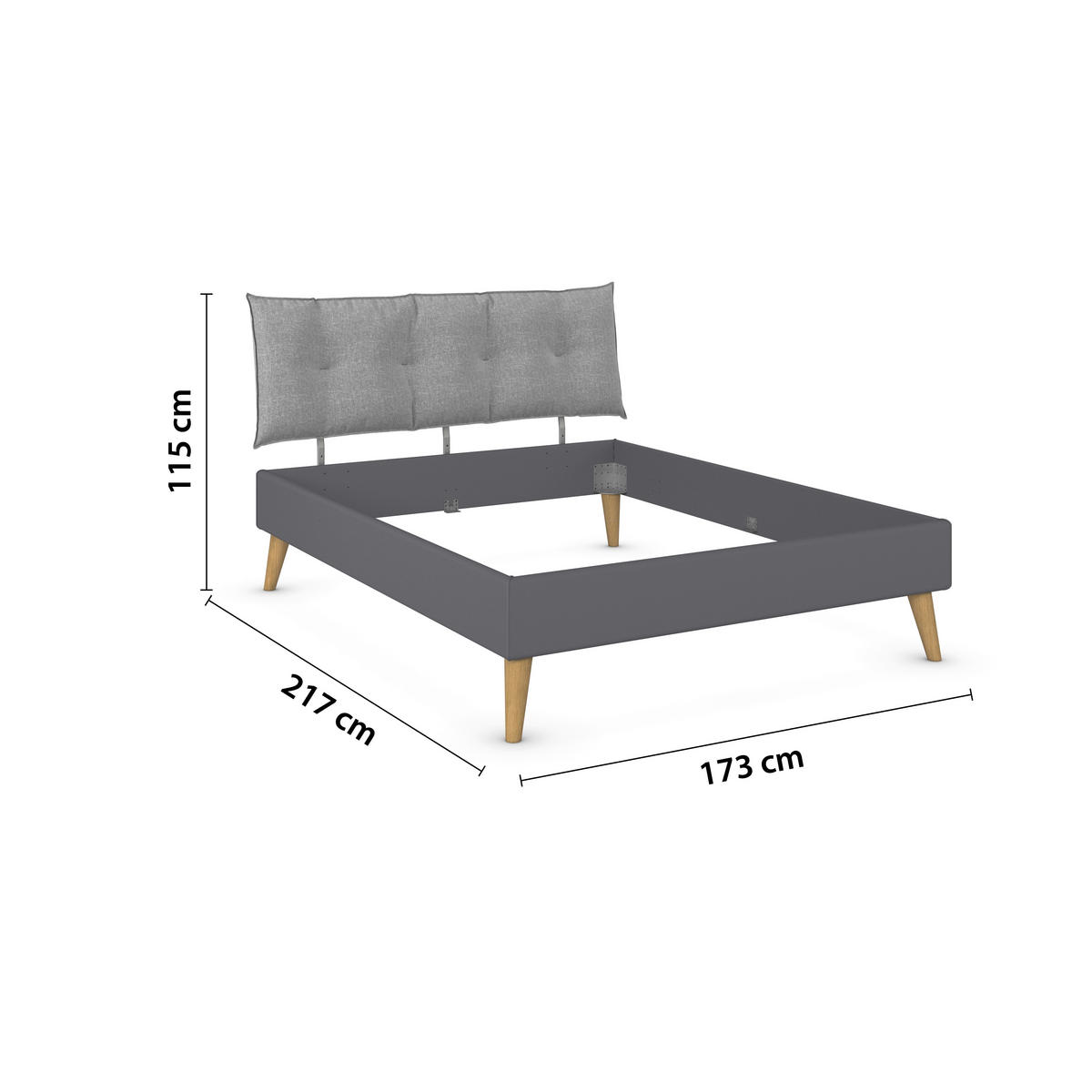 BETT 160/200 cm,  in Grau,  - Wildeiche/Grau, Design, Holz/Textil (160/200cm) - Carryhome