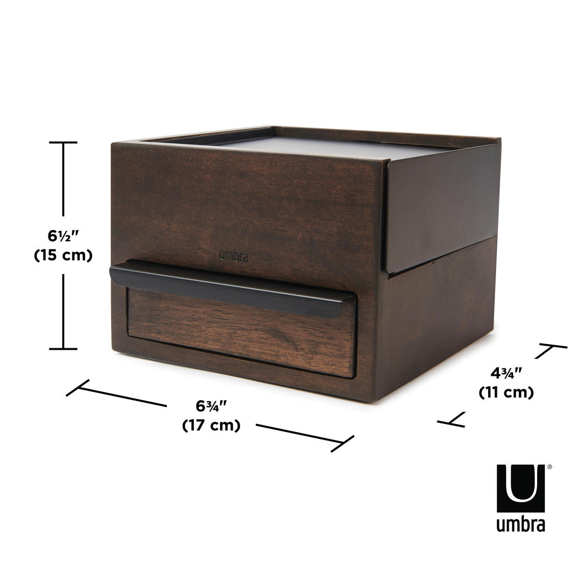 SCHMUCKBOX - Walnussfarben/Schwarz, Design, Holz/Metall (17/11,2/15,2cm) - Umbra