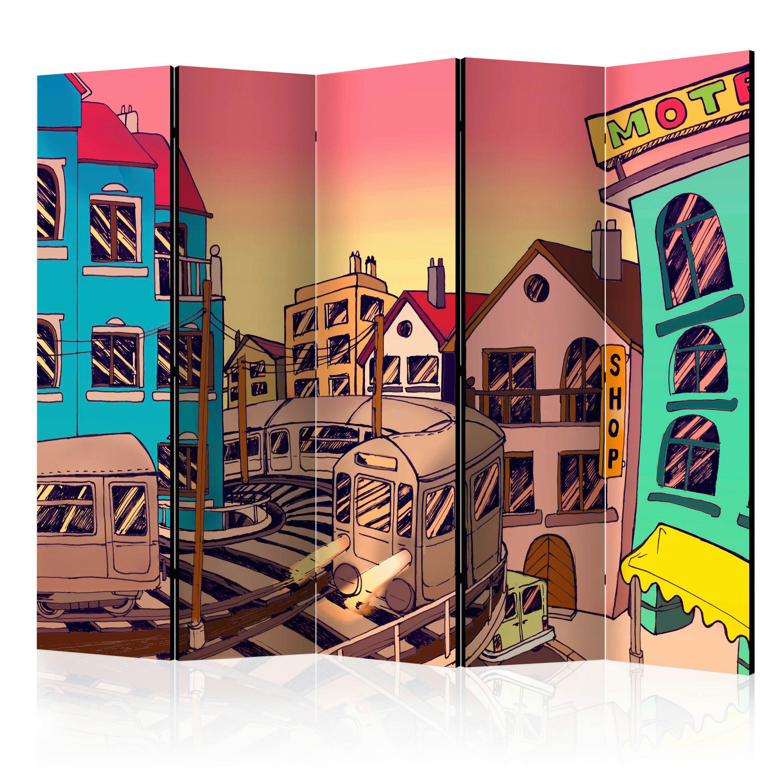 SKÄRMVÄGG  i trä, textil  gul, pink  - pink/gul, Basics, trä/textil (225/172/3cm) - artgeist