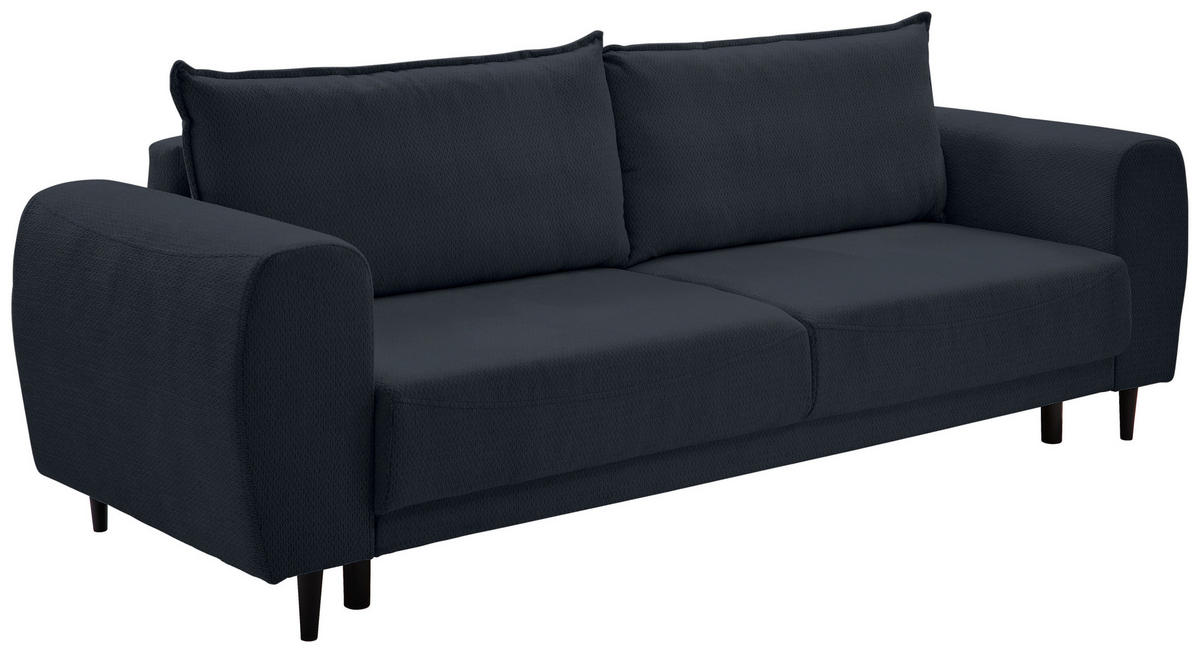 SCHLAFSOFA in Chenille Dunkelblau  - Schwarz/Dunkelblau, Konventionell, Holz/Textil (245/85/92cm) - Livetastic