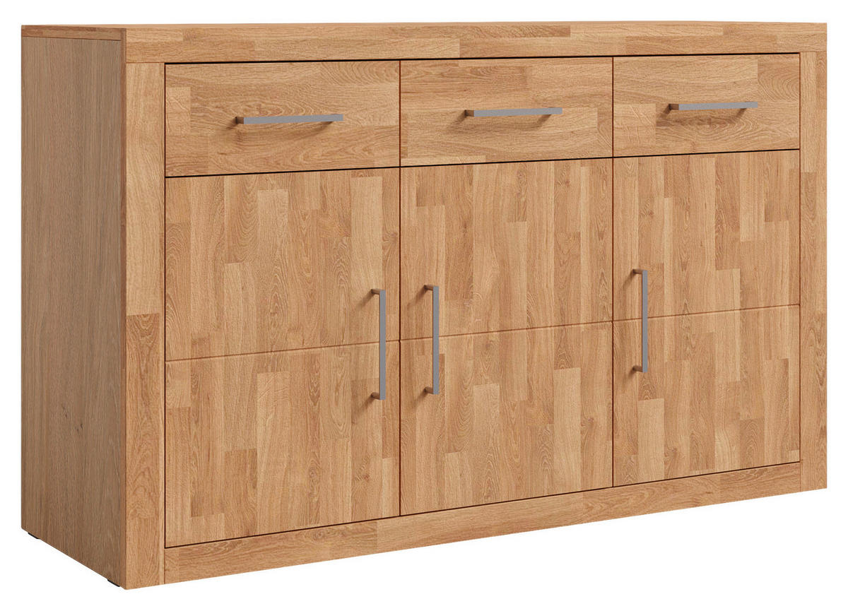 SIDEBOARD YES  in 130/80/42 cm  - Eichefarben/Silberfarben, Natur, Holz/Holzwerkstoff (130/80/42cm) - Linea Natura