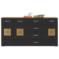 ŠIROKÁ KOMODA, černá, dub artisan, 180/92/38 cm - barvy stříbra/černá, Design, kompozitní dřevo/plast (180/92/38cm) - MID.YOU