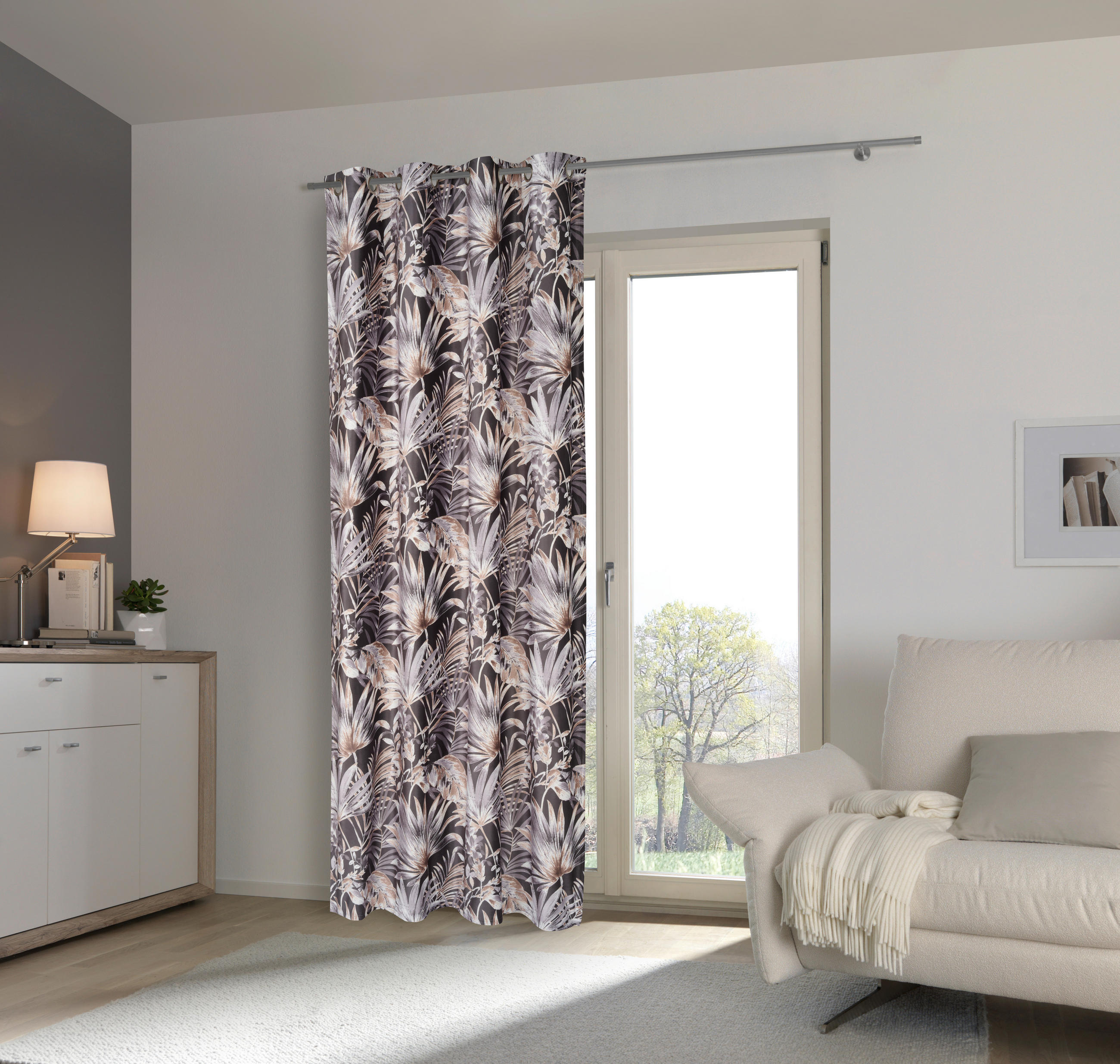 ZÁVĚS S OČKY, neprůsvitné, 140/245 cm - hnědá, Lifestyle, textil (140/245cm) - Esposa