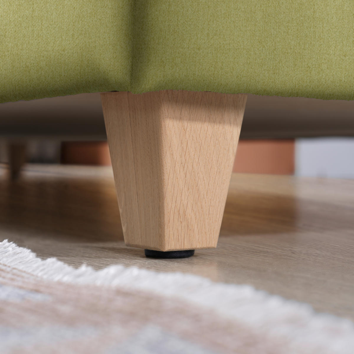 ECKSOFA in Flachgewebe Hellgrün  261/203 cm  - Eichefarben/Hellgrün, KONVENTIONELL, Holz/Textil (261/203cm) - Sedda