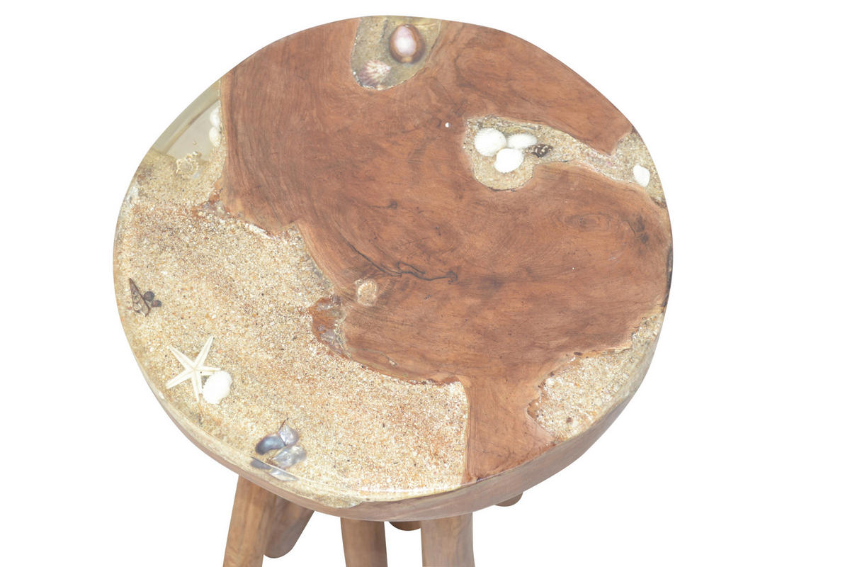 BEISTELLTISCH 34/34/43 cm Teakholz massiv Teakfarben rund  - Teakfarben, Design, Holz (34/34/43cm) - MID.YOU
