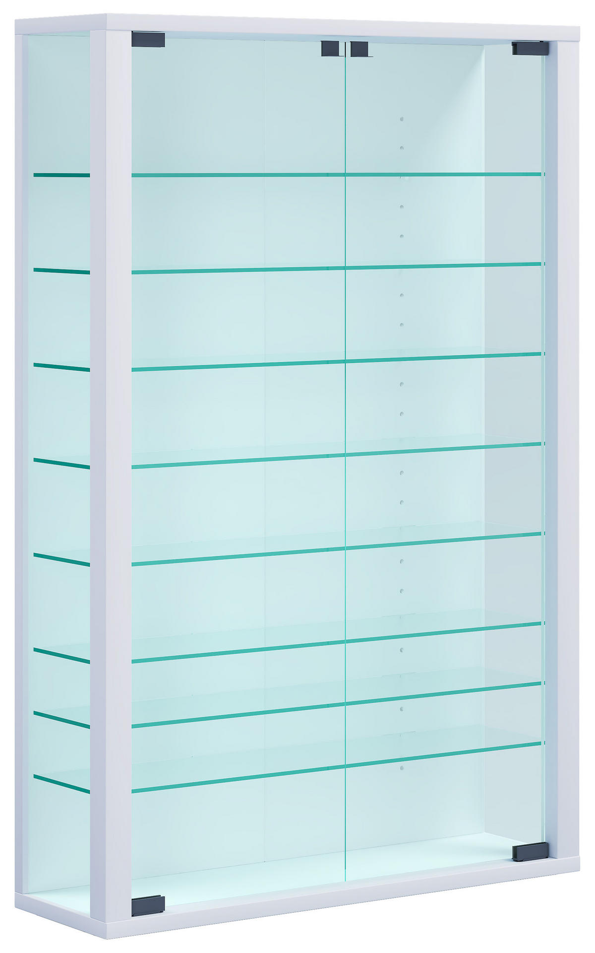 VITRINA, bela - črna/bela, Basics, umetna masa/steklo (59/91/18cm) - MID.YOU