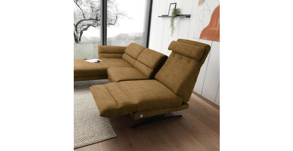 ECKSOFA  in Flachgewebe Goldfarben  176-217/279-327 cm  - Goldfarben/Schwarz, Design, Textil/Metall (176-217/279-327cm) - Dieter Knoll