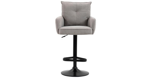 BARHOCKER Cord Schwarz, Taupe Eisen Stoffauswahl, Sitzfläche 360° drehbar, inklusive Armlehnen  - Taupe/Schwarz, Design, Textil/Metall (54/98-120/58cm) - Novel