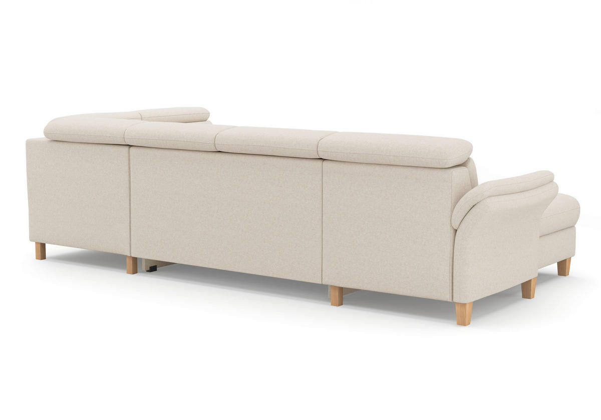 WOHNLANDSCHAFT GLENDALE E in Flachgewebe Creme  - Eichefarben/Creme, KONVENTIONELL, Holz/Textil (166/321/193cm) - Sit & More