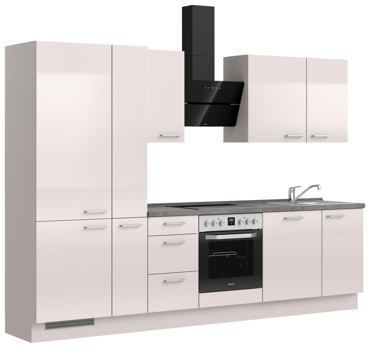 KÜCHENLEERBLOCK 300 cm   in Schieferfarben, Hellgrau  - Schieferfarben/Edelstahlfarben, MODERN, Holzwerkstoff/Metall (300cm) - Nobilia