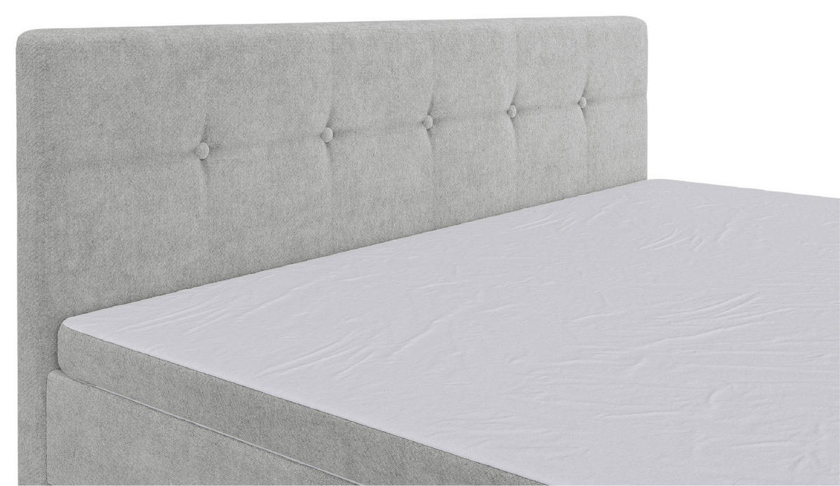 BOXSPRINGBETT 180/200 cm  in Hellgrau  - Hellgrau/Schwarz, Konventionell, Kunststoff/Textil (180/200cm) - Carryhome