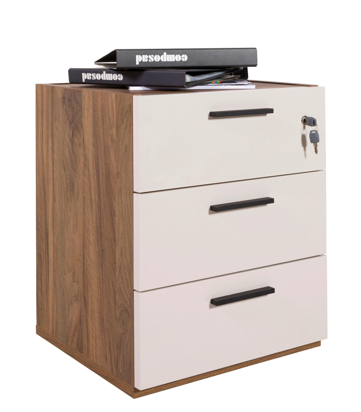 ROLLCONTAINER 50/61,2/47,5 cm  - Kaschmir/Nussbaumfarben, Design, Holzwerkstoff/Metall (50/61,2/47,5cm) - Stylife