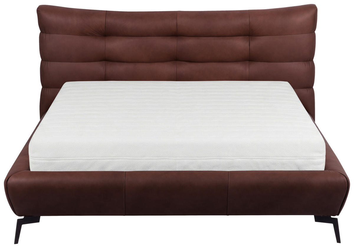 POLSTERBETT gepolstertes Kopfteil Dunkelbraun 180/200 cm  - Dunkelbraun/Schwarz, Design, Leder/Metall (180/200cm) - Esposa