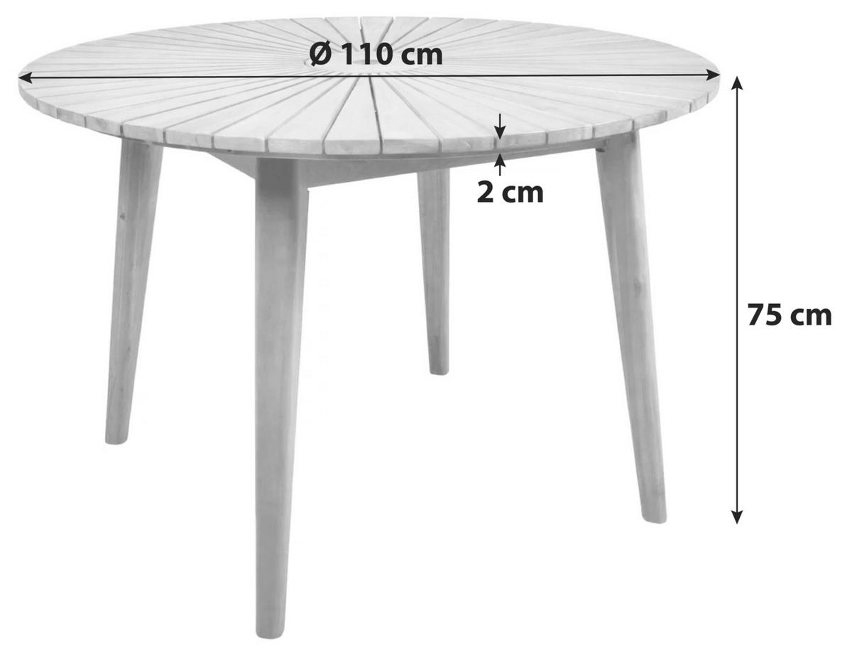GARTENTISCH 110/110/75 cm  - Hellbraun, Basics, Holz (110/110/75cm) - Gardenson