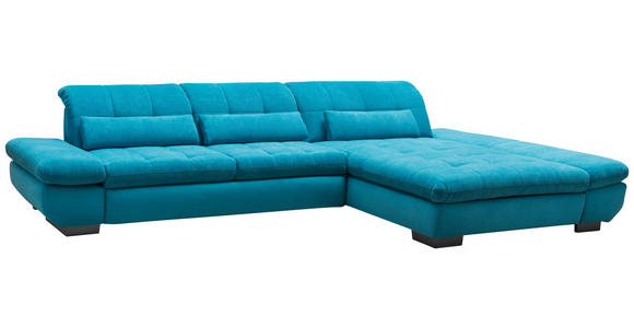 ECKSOFA in Mikrofaser Türkis  - Türkis/Schwarz, Design, Textil/Metall (341/204cm) - Xora