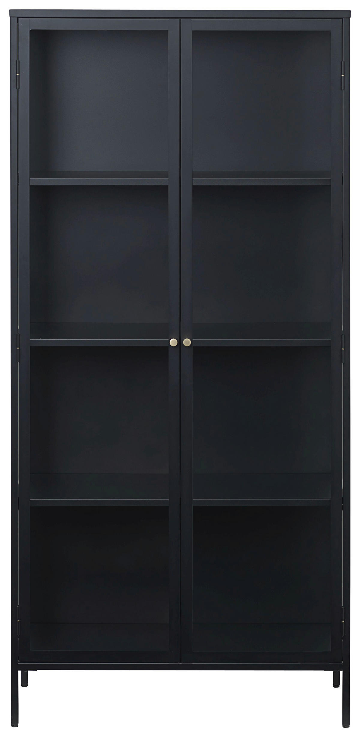 VITRINSKÅP svart  90/190/40 cm  - svart/guldfärgad, Trend, metall/glas (90/190/40cm) - Xora