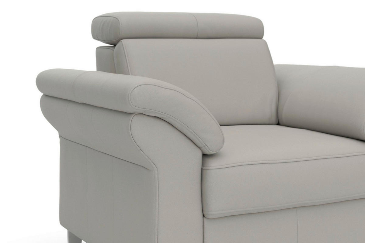 SESSEL 101/84/93 cm  in Echtleder Hellgrau  - Chromfarben/Hellgrau, Basics, Leder/Metall (101/84/93cm) - Sit & More