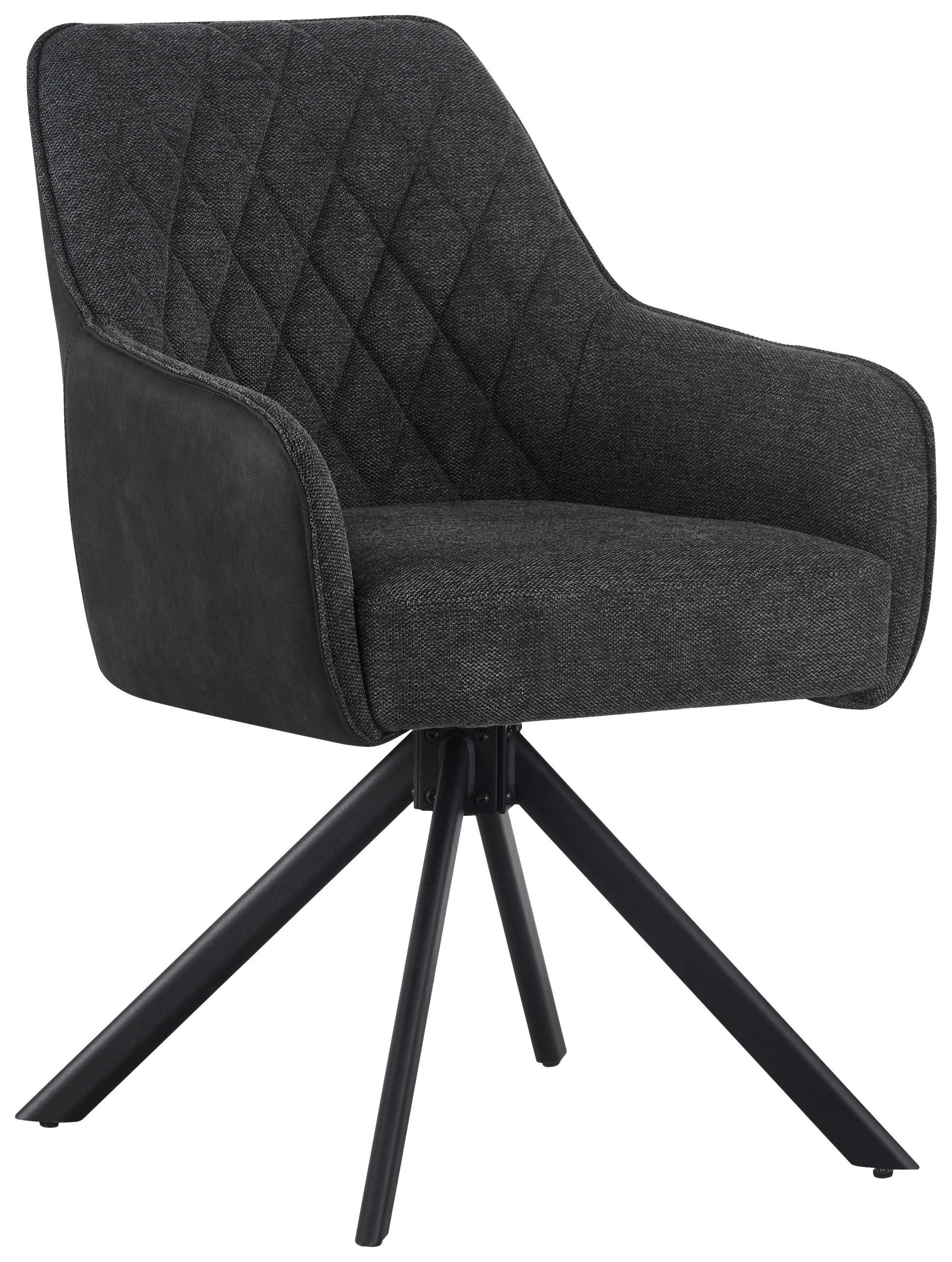 ARMLEHNSTUHL  in Eisen Webstoff, Leinenoptik  - Schwarz/Grau, KONVENTIONELL, Holz/Textil (57/84/63cm) - Livetastic