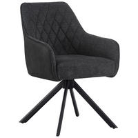 ARMLEHNSTUHL  in Eisen Webstoff, Leinenoptik  - Schwarz/Grau, KONVENTIONELL, Holz/Textil (57/84/63cm) - Livetastic