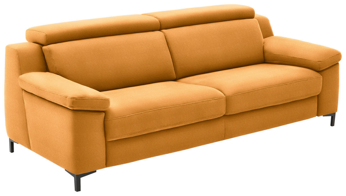 3-SITZER-SOFA in Chenille Currygelb  - Currygelb/Schwarz, Design, Textil/Metall (230/104/104cm) - Valdera