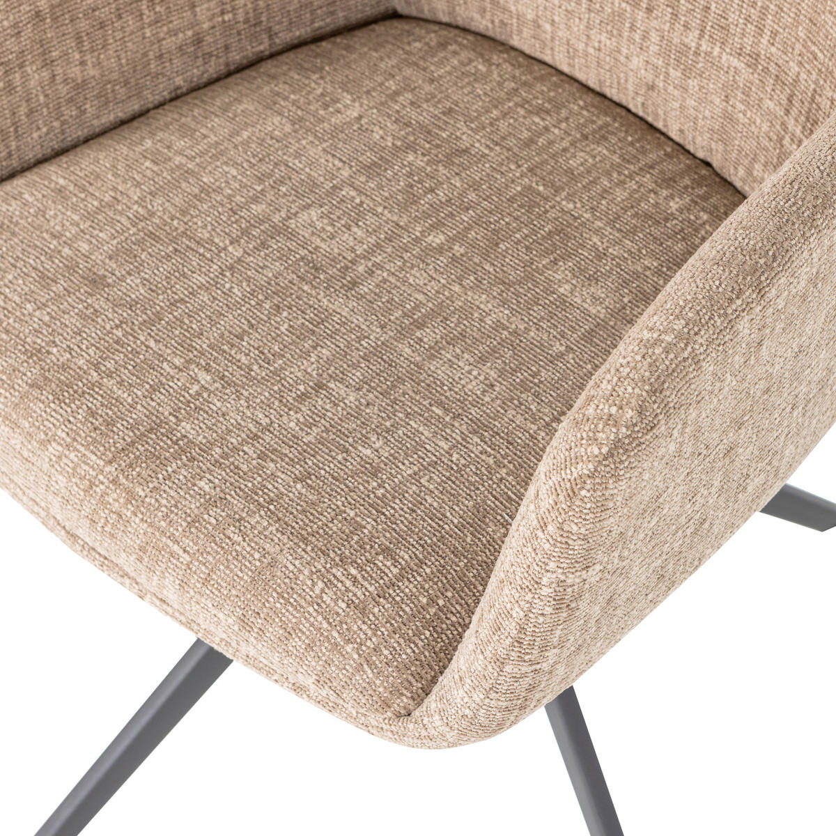 ARMLEHNSTUHL  Sitzfläche 360° drehbar Webstoff  Sandfarben  - Sandfarben/Schwarz, MODERN, Textil/Metall (61/88/63cm) - Livetastic